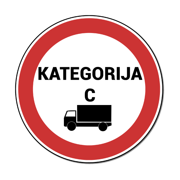 Saobraćajni znak za kamione sa tekstom kategorija C